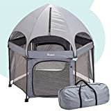 hiccapop 53” PlayPod Outdoor Baby Playpen with Canopy, Deluxe Portable Playpen for Babies and Toddlers with Dome, Sun-shades, Padded Floor | Pop Up Playpen for Beach or Home | Outdoor Playpen for Baby