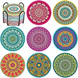 InnoGear Coasters, Coasters for Drinks Absorbent Ceramic Coasters for Coffee Table Wooden Table Cork Coasters Heat-Resistant Reusable Drink Coaster, Gift for Birthday Housewarming Kitchen Bar