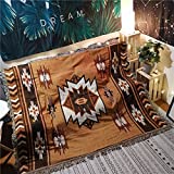 CCHYF Aztec Throw Blanket Native American Blanket Southwestern Boho Decor Reversible Woven Tassels Mexican Blankets and Throws for Couch Bed Chair Wall Tapestry Livingroom Outdoor Beach Brown 51'x63'