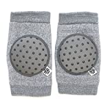BELLA TUNNO Happy Knees - Baby Crawling Knee Pads with Anti-Slip Grip and Extra Padding to Protector Knees When Learning to Crawl, Heathered Grey, OS (KP55B)