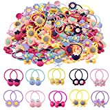 WillingTee 120pcs (60 pairs) Mix Colors Girl's Elastic Hair Ties Soft Rubber Bands Hair Bands Holders Pigtails Hair Accessories for Girls Infants Toddlers Kids Teens and Children