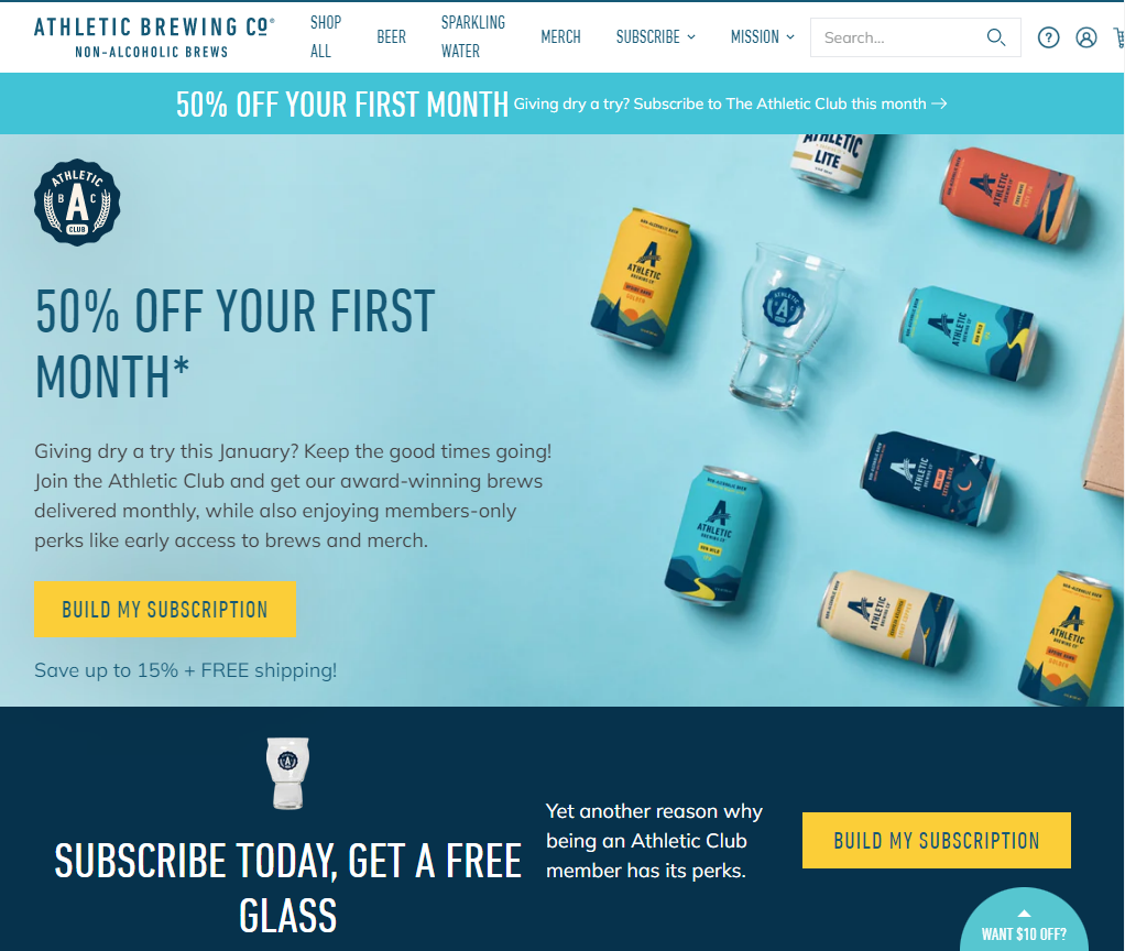 Athletic Brewing Review - Athletic Club Subscription Order Page